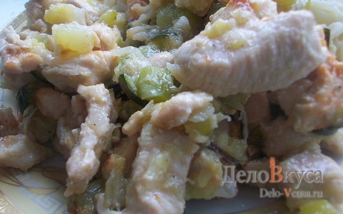 Рецепт куриное филе с кабачками на сковороде