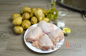 Куриные голени, картошка, растительное масло, соль, специи