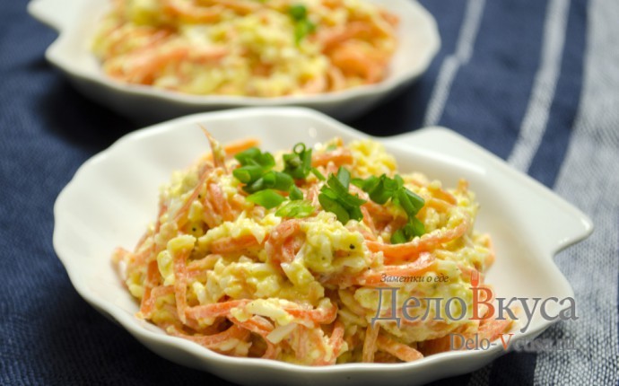 Салат анастасия с корейской морковкой и яичными блинчиками и пекинской капустой рецепт с фото