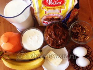 Блинный торт со сгущенкой и бананами: Ингредиенты