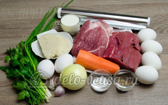 Мясной рулет с яйцом: Ингредиенты Мясной рулет с яйцом: Ингредиенты