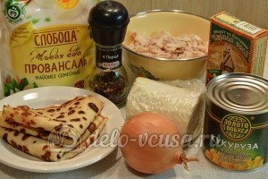 Салат с блинами и курицей: Ингредиенты