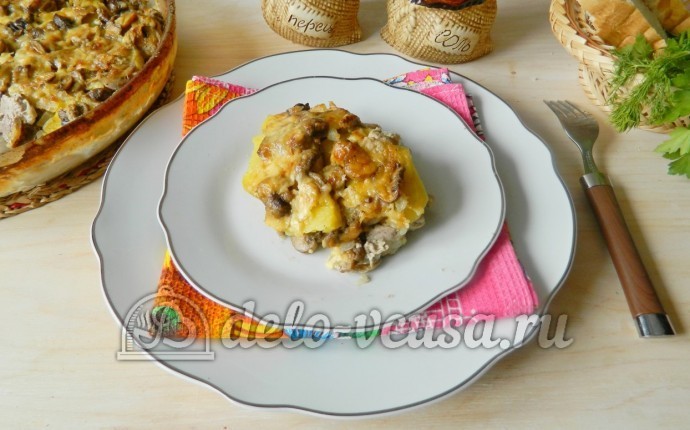 Картофельная запеканка с мясом и грибами в духовке рецепт с фото пошагово