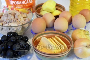 Салат Подсолнух с печенью трески: Ингредиенты