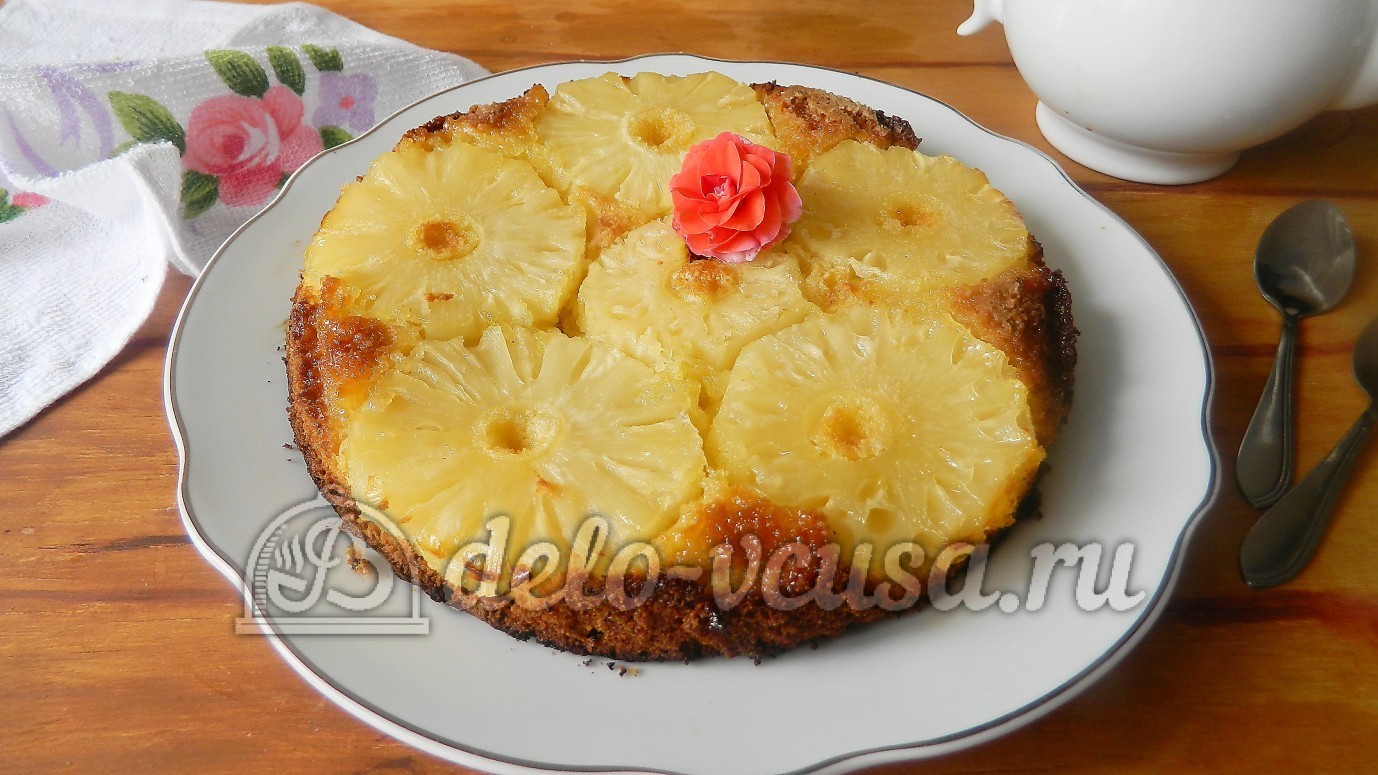 Пирог на кефире с ананасами консервированными рецепт с фото