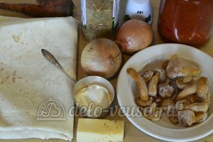 Рулет из лаваша с грибами: Ингредиенты