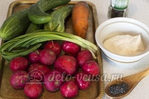 Салат из моркови, огурца и редиски: Ингредиенты
