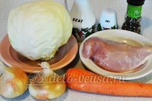 Тушеная капуста с курицей: Ингредиенты