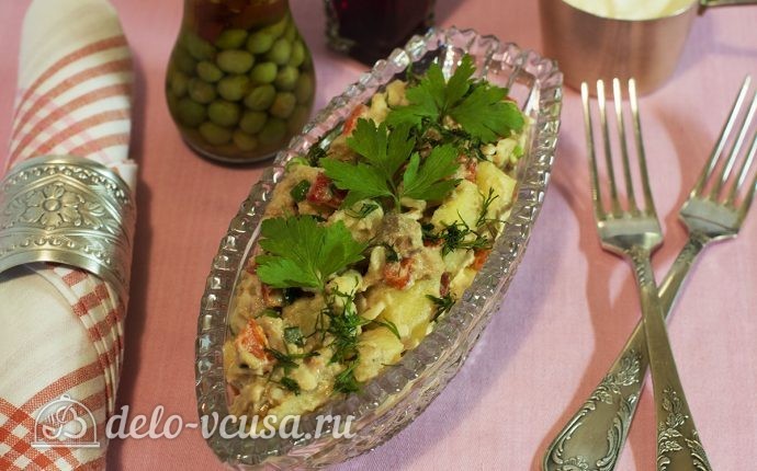 Салат из печени трески с сыром