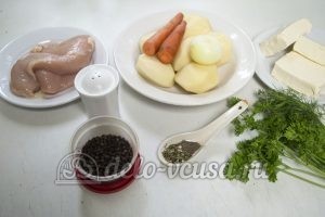 Сырный суп с куриным филе: Ингредиенты