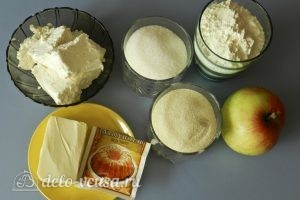 Насыпной пирог с яблоками и творогом: Ингредиенты