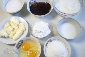 Шоколадно-кокосовое печенье: Ингредиенты