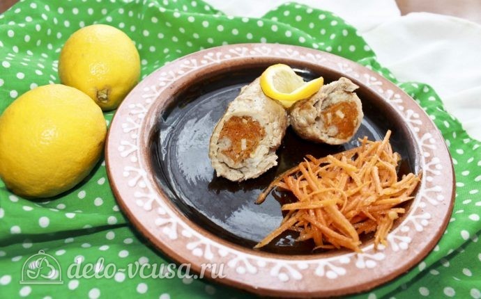 Рулетики с морковкой по-корейски