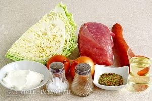 Тушеная капуста с овощами и мясом: Ингредиенты