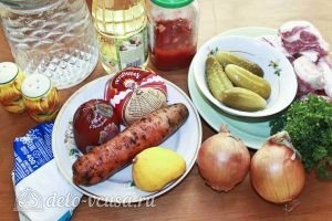 Мясная солянка с колбасами: Ингредиенты