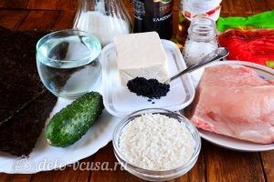 Роллы с огурцом, курицей и тофу: Ингредиенты