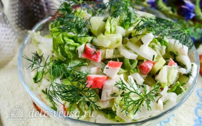 Рецепт салат из пекинской капусты и крабовых палочек