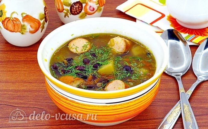 Фасолевый суп с сосисками — рецепт с фото пошагово