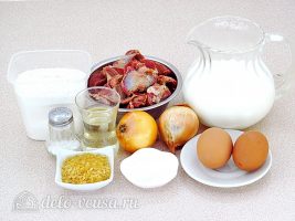 Блинчики с куриными желудками и рисом: Ингредиенты