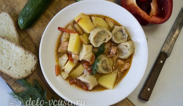 Нудли с картошкой и мясом