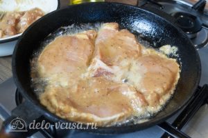 Мясо в горчичном маринаде: Обжарить мясо
