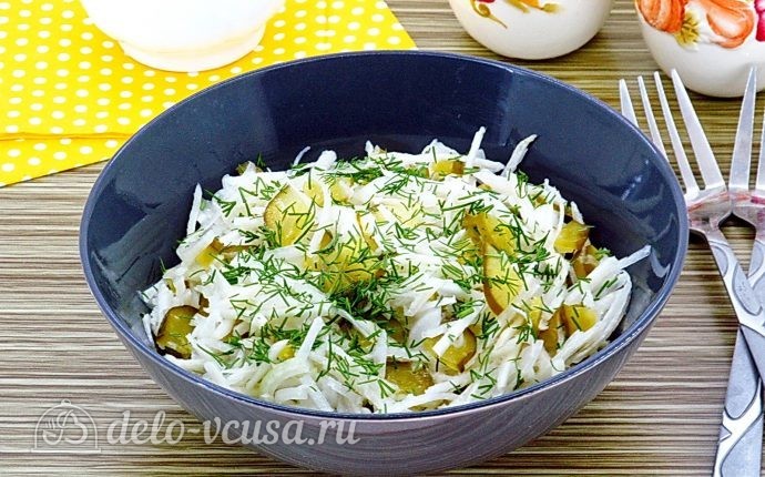 Рецепт салат из редьки с солеными огурцами