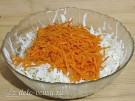 Салат Витаминка из капусты с яблоком: Натереть морковь