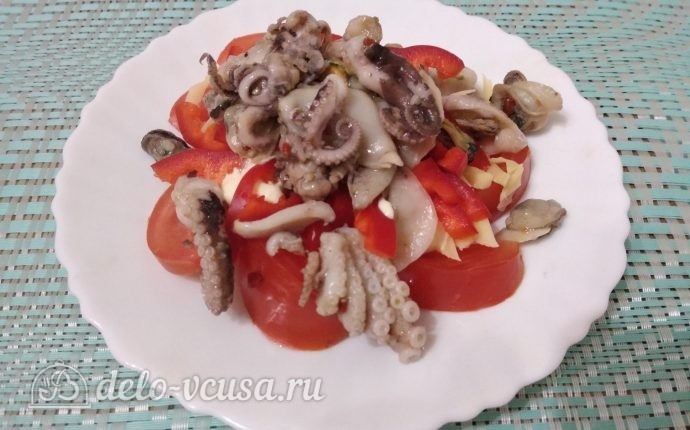 Рецепт салат красное море с осьминогами и перцем