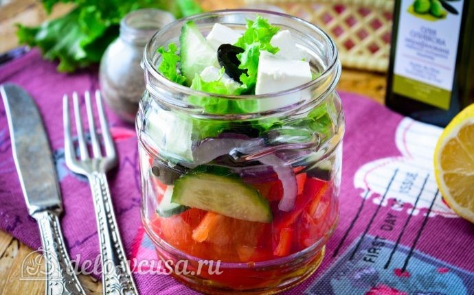 Рецепт греческий салат в банке