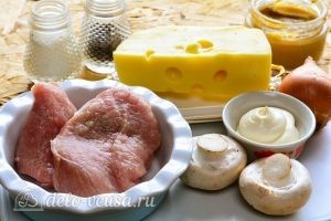 Отбивные из свинины с грибами и сыром в духовке: Ингредиенты