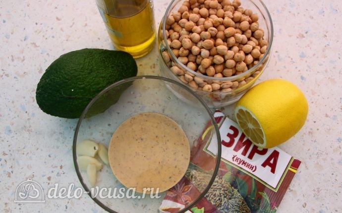 Хумус с авокадо из нута: Ингредиенты