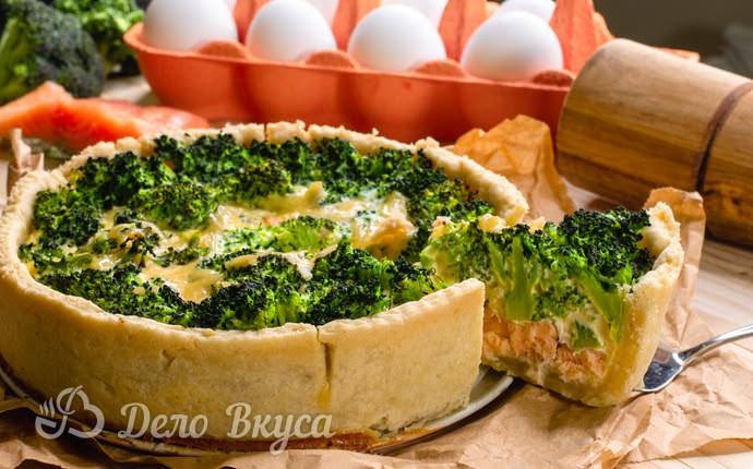 Рецепт киш с семгой и брокколи