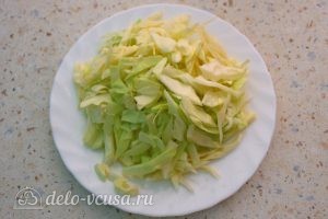 Вегетарианский борщ с фасолью: Порезать капусту