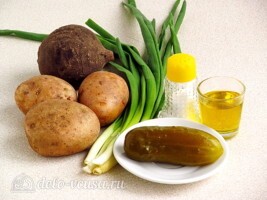 Салат из черной редьки с картофелем и соленым огурцом: Ингредиенты