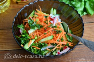 Весенний салат с редиской и морковью: фото к шагу 3.