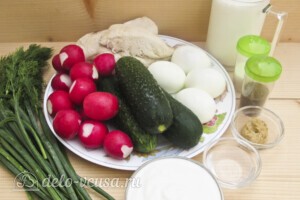 Низкокалорийная окрошка без картошки: Ингредиенты