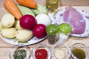 Куриное филе с овощами в рукаве: Ингредиенты