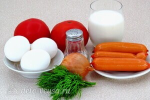 Омлет с сосисками и помидорами: Ингредиенты