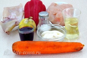 Салат из кальмаров с курицей и овощами: Ингредиенты