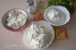Лепешки с творогом и зеленью на сковороде: Ингредиенты