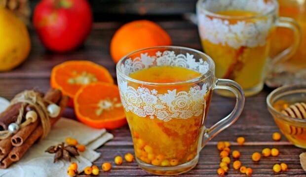 Облепиховый чай с апельсином и корицей, пошаговый рецепт с фото