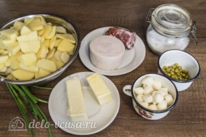 Картофельная запеканка с ветчиной и сыром: Ингредиенты