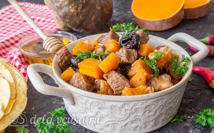 Рецепт рагу из говядины с тыквой и сухофруктами