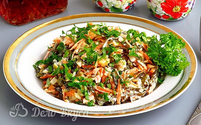 Рецепт салат из морской капусты с яблоком