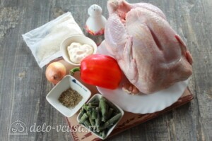 Курица, фаршированная рисом и овощами: Ингредиенты