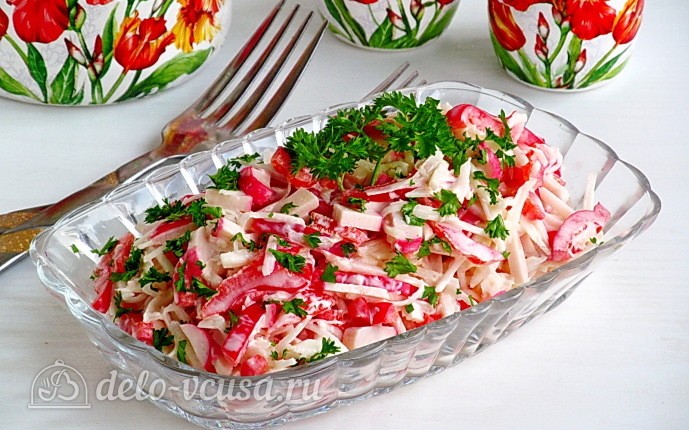 Рецепт крабовый салат с черной редькой