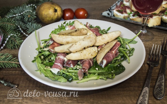 Рецепт теплый салат с грушей и хамоном