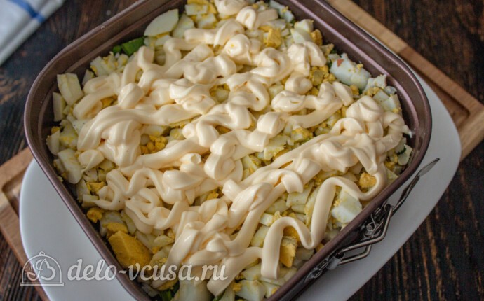 Торт-салат "Оливье": фото к шагу 6. Торт-салат "Оливье": фото к шагу 6.