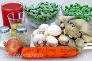 Стручковая фасоль с грибами в томатном соусе: Ингредиенты