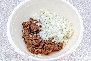 Соединяем печень и рис
